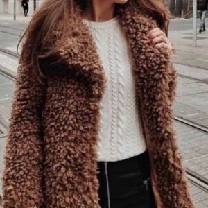 Zara Cozy Brown Teddy Jacket